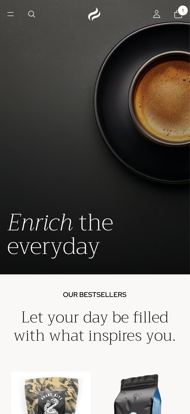 The Coffee Collective mobile homepage