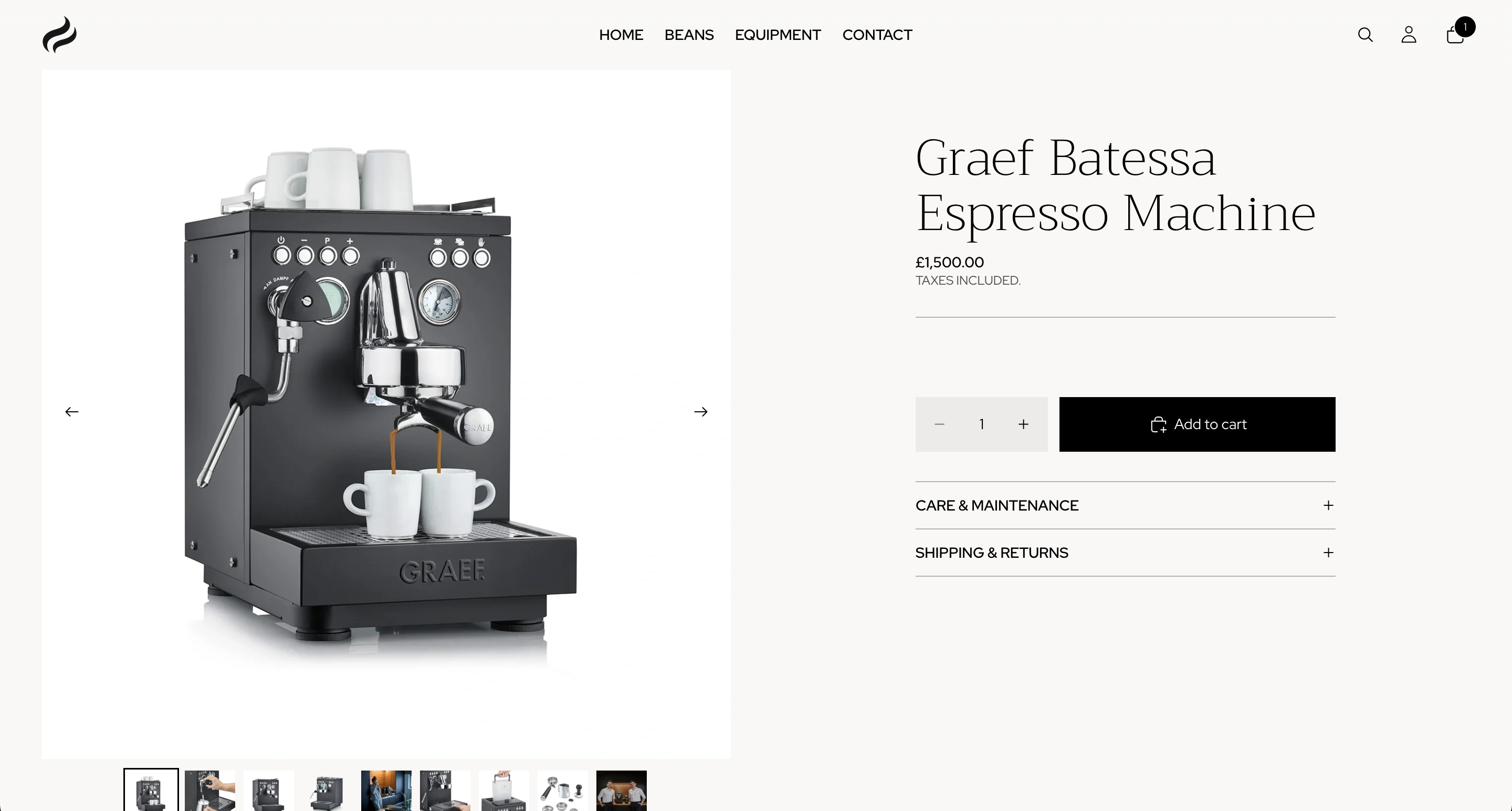 The Coffee Collective product page - Graef Batessa Espresso Machine